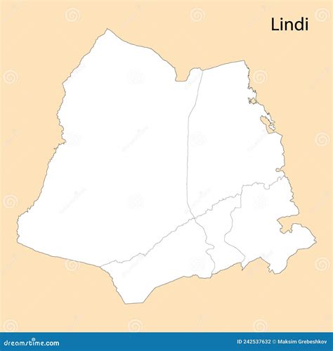 High Quality Map Of Lindi Is A Region Of Tanzania Stock Vector