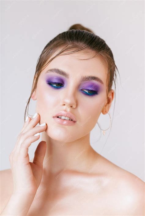 Premium Photo Facial Makeup Closeup Of Beautiful Young Female Model