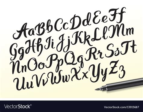 Hand Drawn Brushpen Alphabet Letters Royalty Free Vector