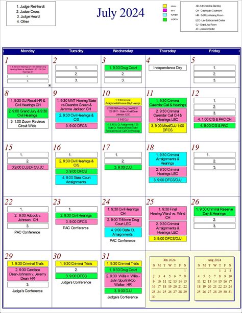Court Calendar – Tifton Judicial Circuit