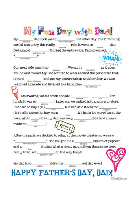 Fathers Day Mad Libs Printable
