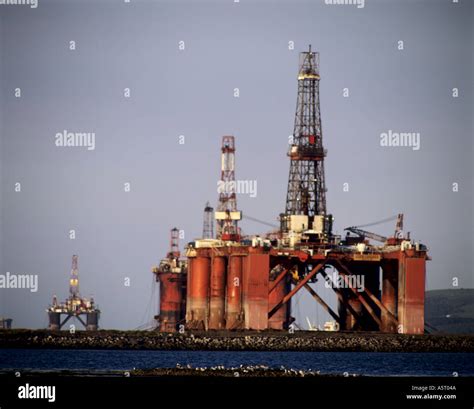 Semi Submersible Oil Rigs Cromarty Firth Scotland Stock Photo Alamy