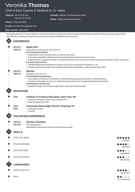 Chef Resume Template Diamond In 2020 Microsoft Word Resume Template