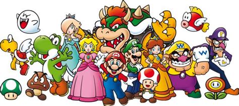 An Image Of Mario And Friends In The Style Of Cartoon Characters All With Different Expressions