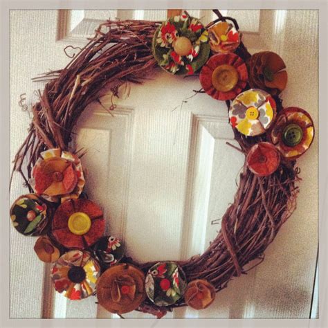 Handmade Fabric Flower Fall Wreath Im On A Roll Anyone Want One