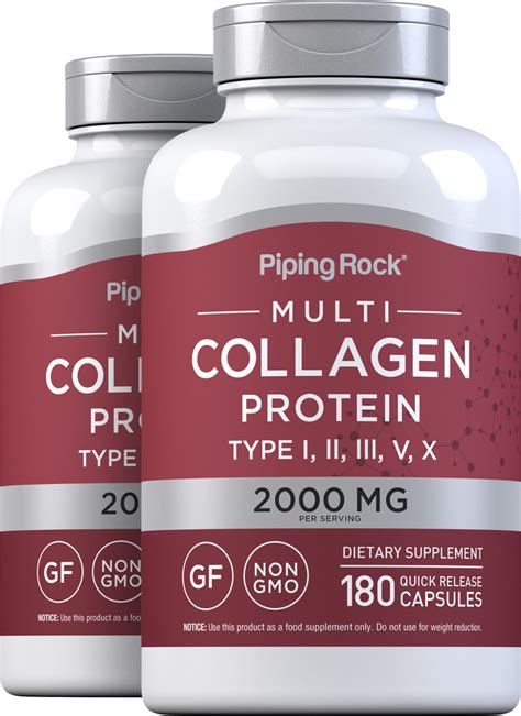 Multi Collagen 2000 Mg 180 Capsules Pipingrock Health Products