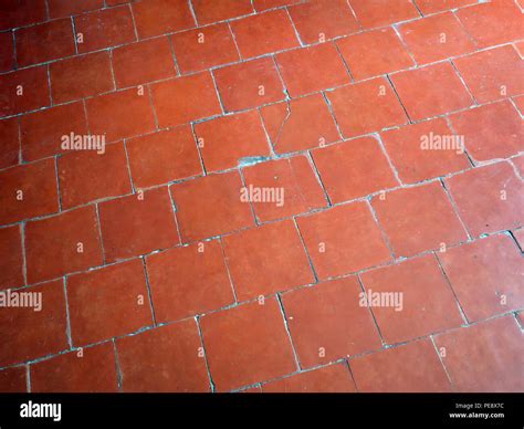 Red Antique Floor Tiles In A Large French House Stock Photo Alamy