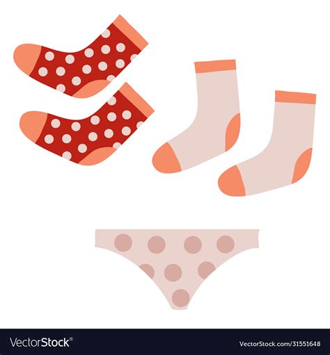 Set Underwear Panties And Socks Flat Isolated Vector Image