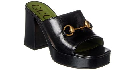 Gucci Platform Horsebit Leather Sandal In Black Lyst