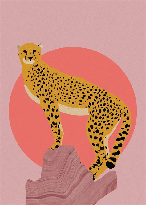 Cheetah Print A4a3 Animal Poster Wildlife Illustration Etsy