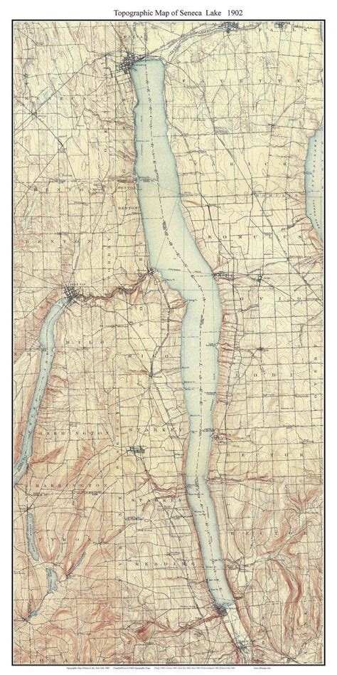 Seneca Lake 1902 Usgs Old Topographical Map Custom Ship Map Seneca