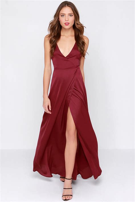 Sexy Wine Red Dress Wrap Dress Maxi Dress 49 00 Lulus