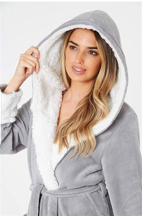 Luxury Fluffy Dressing Gown For Women Ladies Hooded Long Robe Etsy