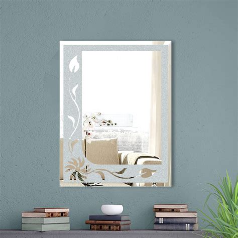 Floral Frameless Frosted Mirror Designer Flair Glass