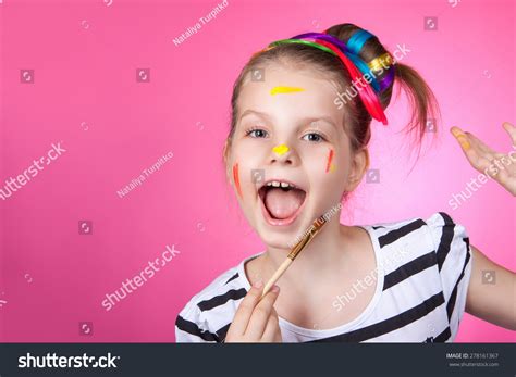 Child Creativity Development Portrait Cheerful Girl Stock Photo