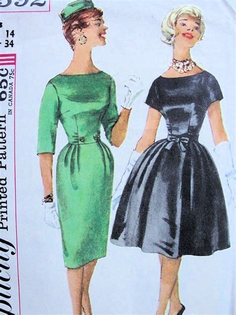 1960s Mad Men Cocktail Dinner Party Pattern Simplicity 3592 Slim Or Full Skirted Dress Bust 32