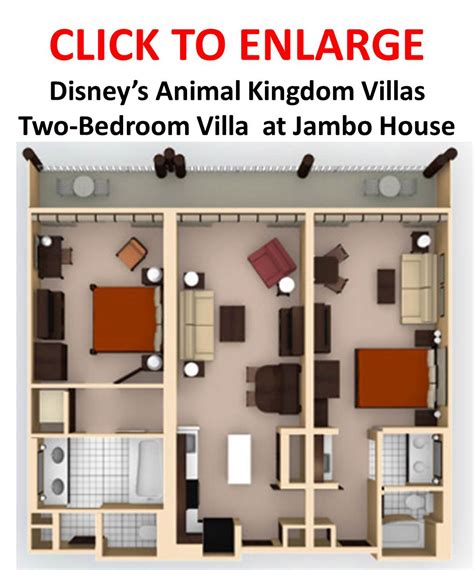 Animal Kingdom Kidani Village 2 Bedroom Villa Floor Plan
