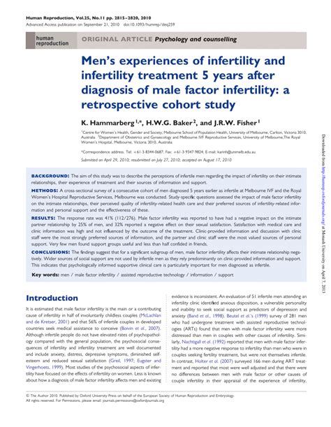 Pdf Mens Experiences Of Infertility And Infertility Treatment 5