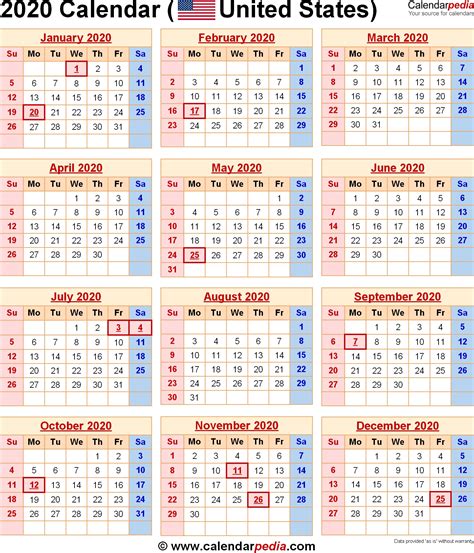 Get 12 months us calendar with events and observances. Printable 2020 Calendar With Holidays Usa | Calendar ...