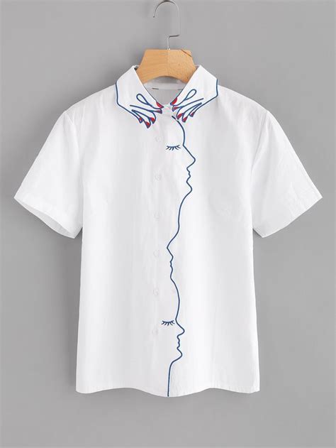 Hand Shaped Collar Embroidered Shirt In 2020 Shirts Fashion Shirt