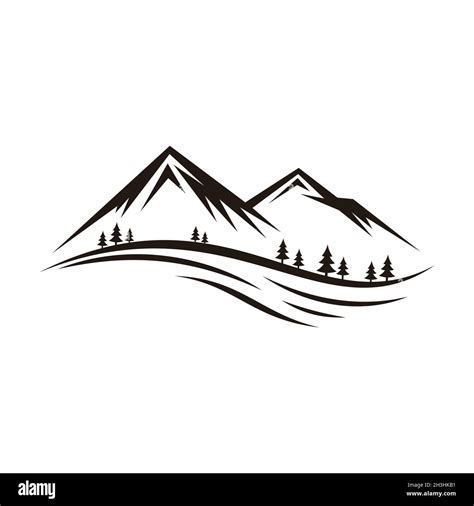Abstract Vector Landscape Nature Or Outdoor Mountain View Silhouette