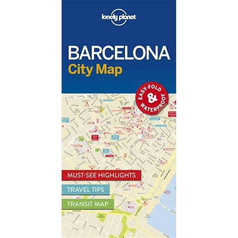 Travel Guide Lonely Planet Barcelona City Map Folded Map