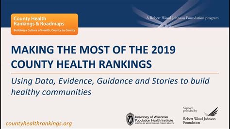 Webinar Making The Most Of The 2019 County Health Rankings Youtube