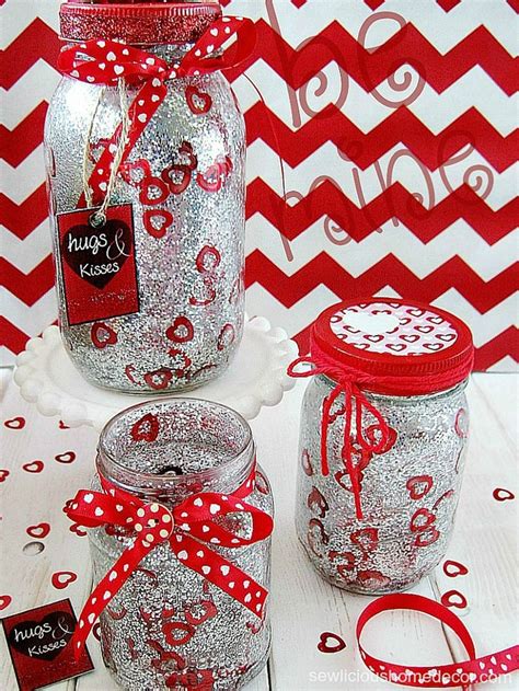 How To Make Red Valentine Jars With Glitter And Confetti Valentine