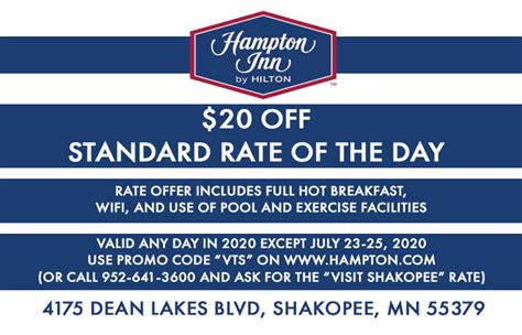 Hampton Inn 20 Off Standard Rate Of The Day Shakopee Chamber Of Commerce