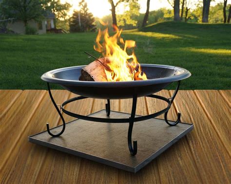 What can i put around a fire pit? Deck Protect DP2002 16" x 16" Fire Pit Pad And Rack - The ...