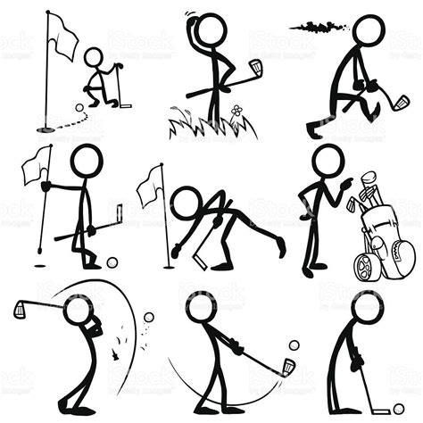 Stickfigures Playing Golf Stick Figures Stick Drawings Golf Drawing
