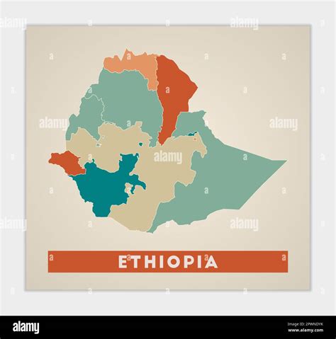 Ethiopia Poster Map Of The Country With Colorful Regions Shape Of