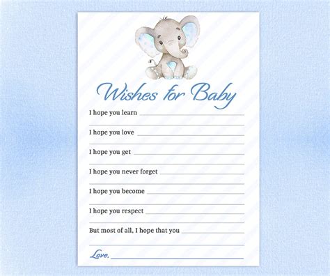Wishes For Baby Card Wish Printable Pdf Wishes Card Etsy