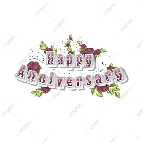 Floral Typography Vector Png Images Floral Happy Anniversary