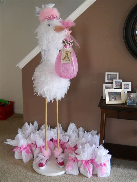 Stork themed baby shower decorations. Baby Showers: Storks | Baby shower centerpieces, Stork ...