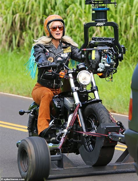 Katy Perry Continues To Model Blonde Hair As She Becomes A Biker Babe