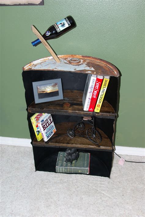 Shelves metal shelves metal homes coffee store home accessories custom metal decor wrought iron design. Reclaimed Rustics: HALF BARREL BOOKCASE