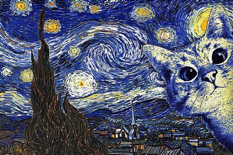 Where To Find Cat The Starry Night Van Gogh Poster