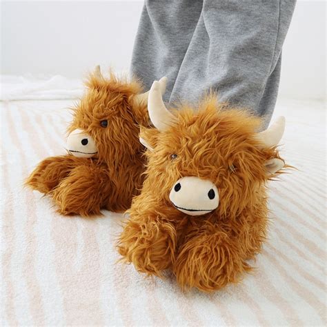 Highland Cow Slippers Plush Scottish Cow Slippers Minuxi Keep