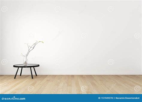 Living Room Interior On Empty White Wall Background Minimal Design