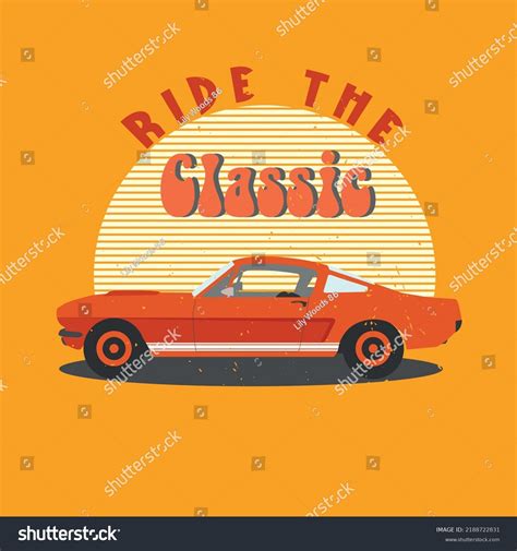 Vintage Car Poster Retro Car Mustang Stock Vector Royalty Free