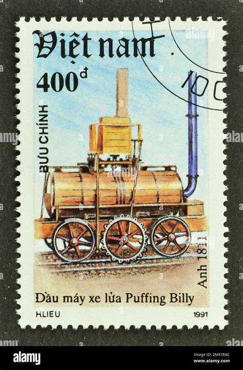 Cancelled Postage Stamp Printed By Vietnam That Shows Hedleys Puffing