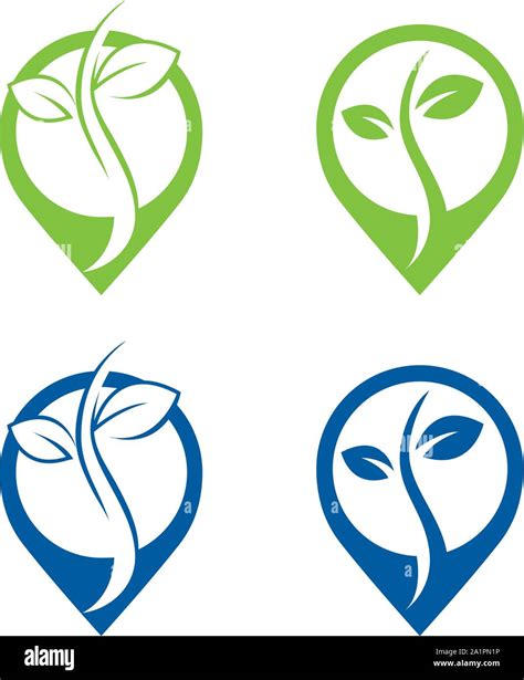 Green Power Energy Logo Design Element Thunder Leaf Logo Leaves Icon Vector Creative Green