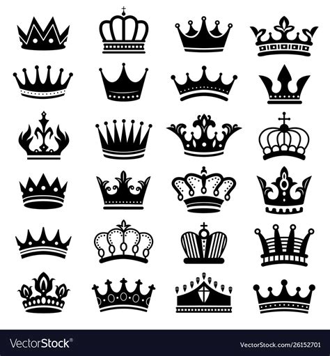 Royal Crown Silhouette King Crowns Majestic Vector Image
