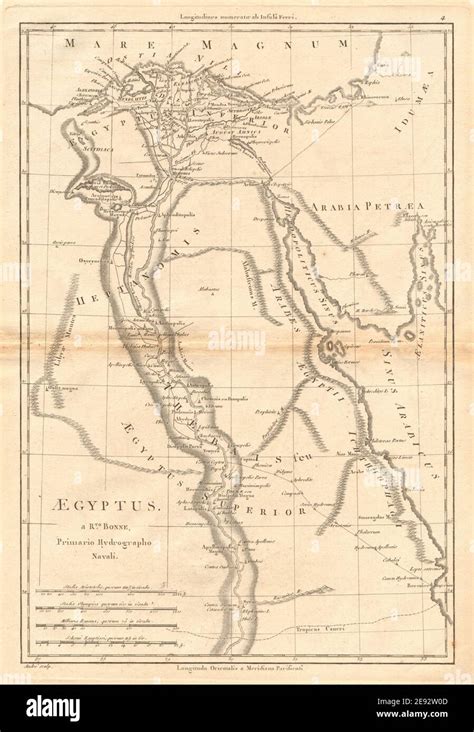 Aegyptus Ancient Egypt Nile Valley Bonne 1787 Old Antique Map Plan