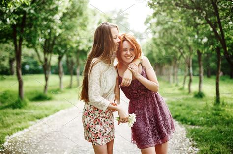 Two Young Happy Girls Having Fun ~ People Photos ~ Creative Market