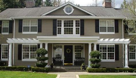 And here it is with photoshopped dark taupe shutters. Taupe exterior paint with black in 2019 | House paint ...