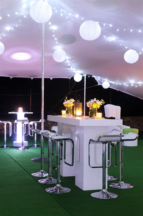 décor theme th birthday cocktail table lighting marquee tent chairs carpet flooring