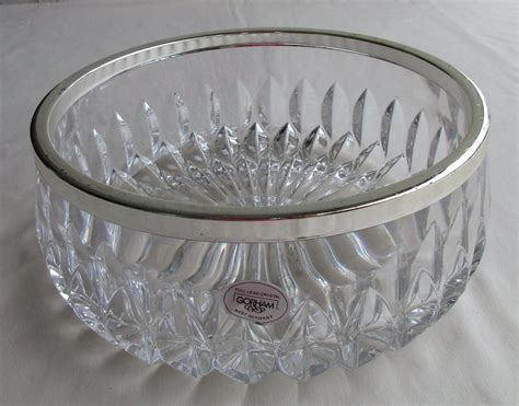 Gorham Full Lead Crystal Bowl With Silver Plate Rim West Germany