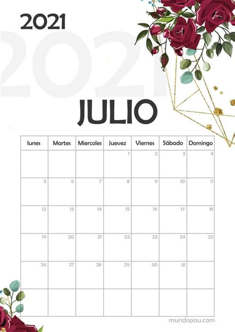 Calendario De Julio 2021calendarios2021 Calendario2021